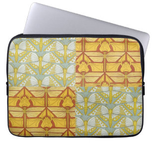 Vintage Art Nouveau Nature Grid Pattern Art Laptop Sleeve