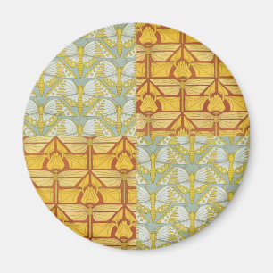 Vintage Art Nouveau Nature Grid Pattern Art Magnet