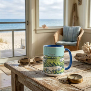 Vintage Art Nouveau Ocean Waves by Combaz Mug