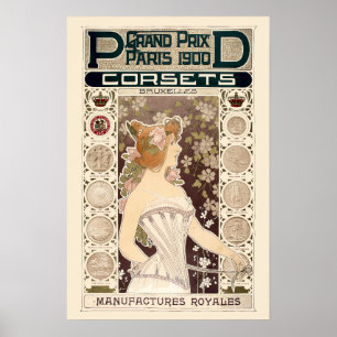 Vintage Art Nouveau Paris Corsets Ad Poster