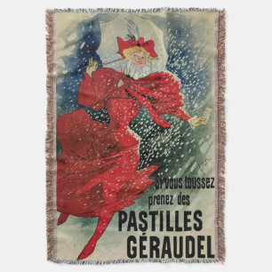 Vintage Art Nouveau Pastilles Geraudel Cough Drops Throw Blanket