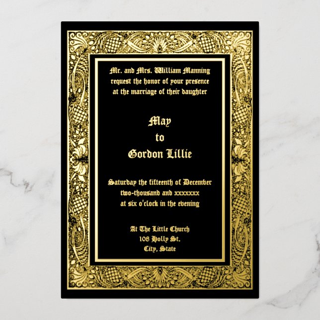 Vintage Art Nouveau Peacock Feathers Frame Wedding (Front)