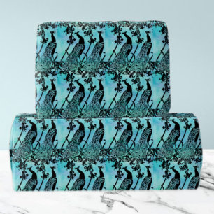 Vintage Art Nouveau Peacock Illustration   Antique Wrapping Paper