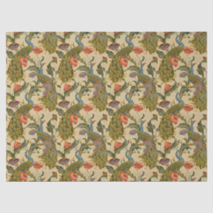 Vintage Art Nouveau Peacock Poppy Floral Pattern Tissue Paper