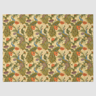 Vintage Art Nouveau Peacock Poppy Floral Pattern Tissue Paper