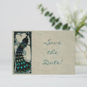 Vintage Art Nouveau Peacock Wedding Save the Date (Standing Front)