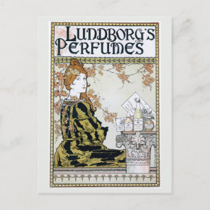 Vintage art nouveau perfume advert postcard