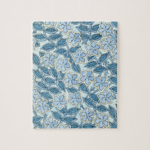 Vintage Art Nouveau Periwinkle Flowers in a Garden Jigsaw Puzzle