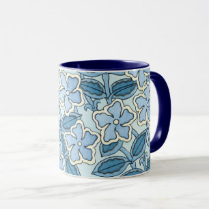 Vintage Art Nouveau Periwinkle Flowers in a Garden Mug