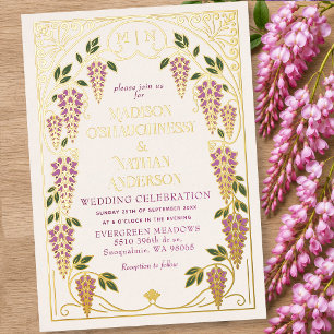 Vintage Art Nouveau Pink Wisteria Wedding