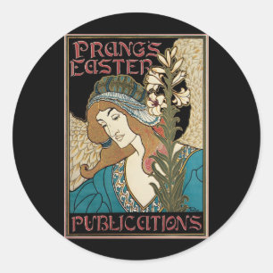 Vintage Art Nouveau, Prangs Easter Publications Classic Round Sticker