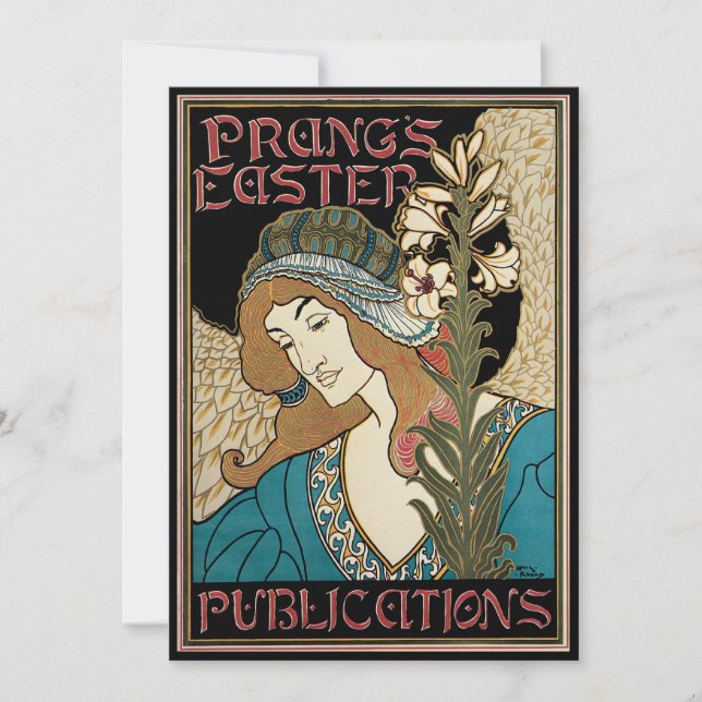 Vintage Art Nouveau, Prang's Easter Publications Holiday Card (Front)