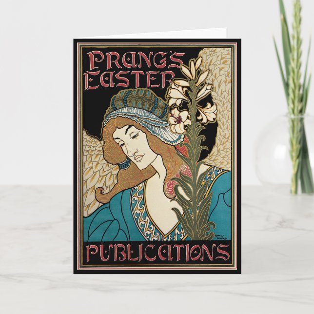 Vintage Art Nouveau, Prang's Easter Publications Holiday Card (Front)