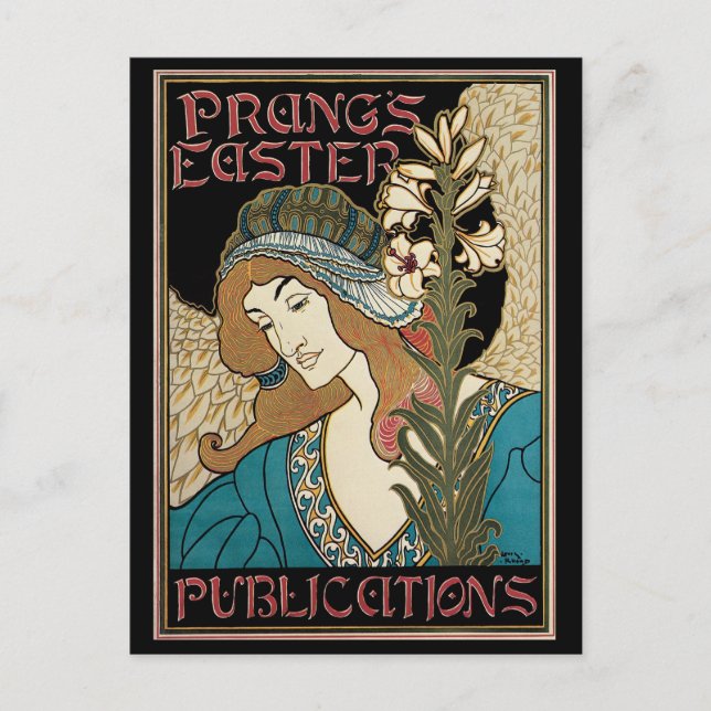 Vintage Art Nouveau, Prang's Easter Publications Holiday Postcard (Front)