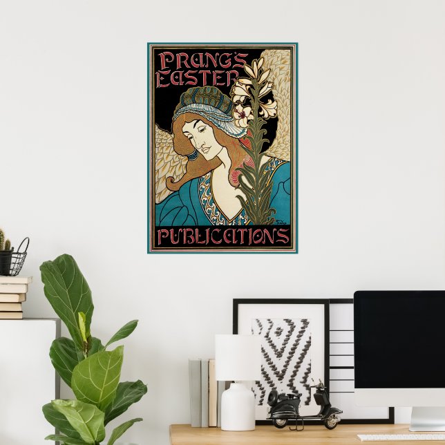 Vintage Art Nouveau, Prangs Easter Publications Poster (Home Office)
