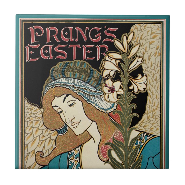 Vintage Art Nouveau, Prang's Easter Publications Tile (Front)