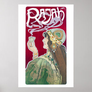 Vintage Art Nouveau Rajah Coffee ad Poster