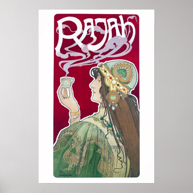 Vintage Art Nouveau Rajah Coffee ad Poster (Front)