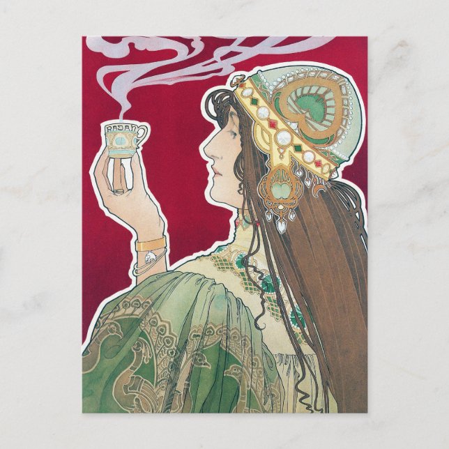 Vintage Art Nouveau Rajah Coffee Advertisement Postcard (Front)