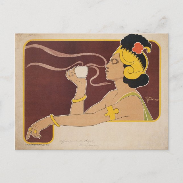 Vintage Art Nouveau Rajah Coffee Advertisement Postcard (Front)