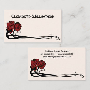Vintage Art Nouveau Retro Chic Rose Flower Floral Business Card