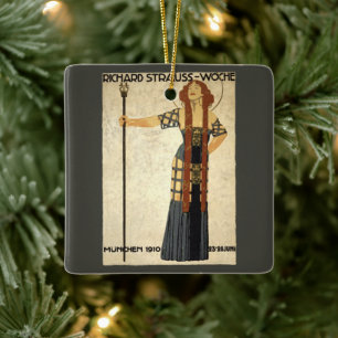 Vintage Art Nouveau Richard Strauss-Woche. Munich Ceramic Tree Decoration