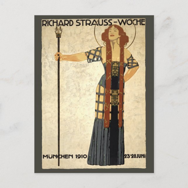 Vintage Art Nouveau Richard Strauss-Woche. Munich Postcard (Front)