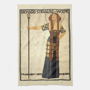 Vintage Art Nouveau Richard Strauss-Woche. Munich Tea Towel