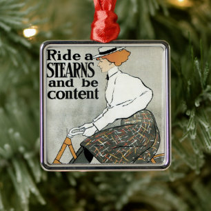 Vintage Art Nouveau, Ride a Sterns Bicycles Bikes Metal Tree Decoration