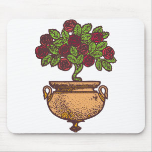 Vintage Art Nouveau rose tree floral design Mouse Mat
