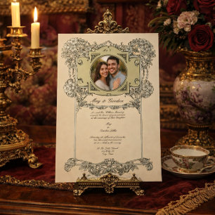 Vintage Art Nouveau Rose Vine Wedding Invitation
