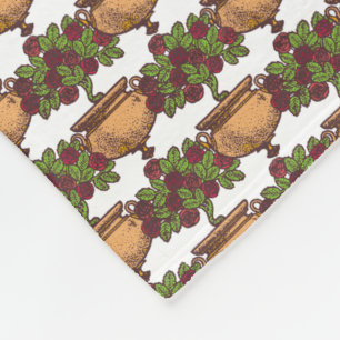 Vintage Art Nouveau rosebush floral wallpaper Fleece Blanket