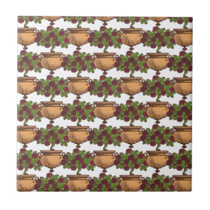 Vintage Art Nouveau rosebush floral wallpaper Tile
