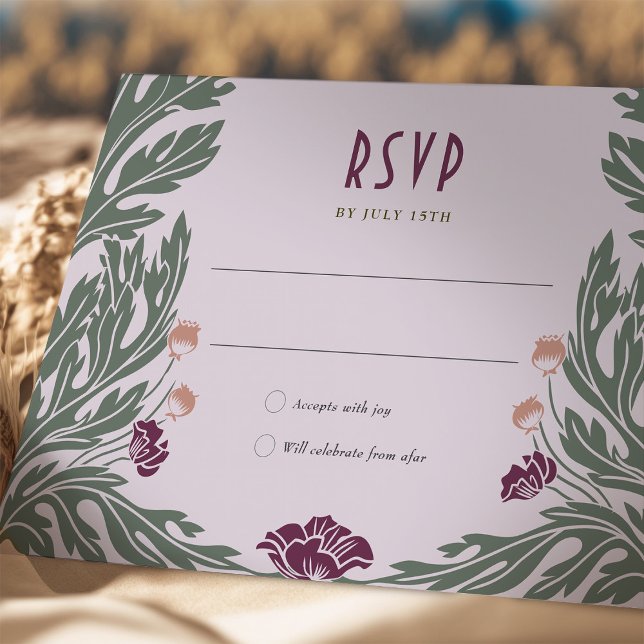 Vintage Art Nouveau RSVP Card Lavender Plum (Creator Uploaded)