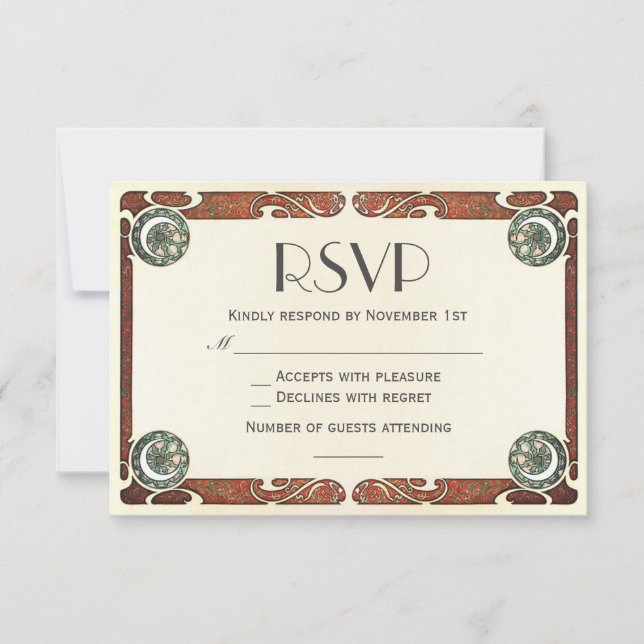 Vintage Art Nouveau RSVP Wedding Invitations I (Front)