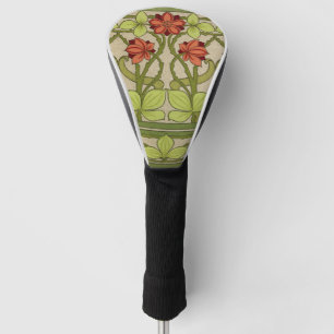 Vintage Art Nouveau Sage Green Floral Pattern Golf Head Cover