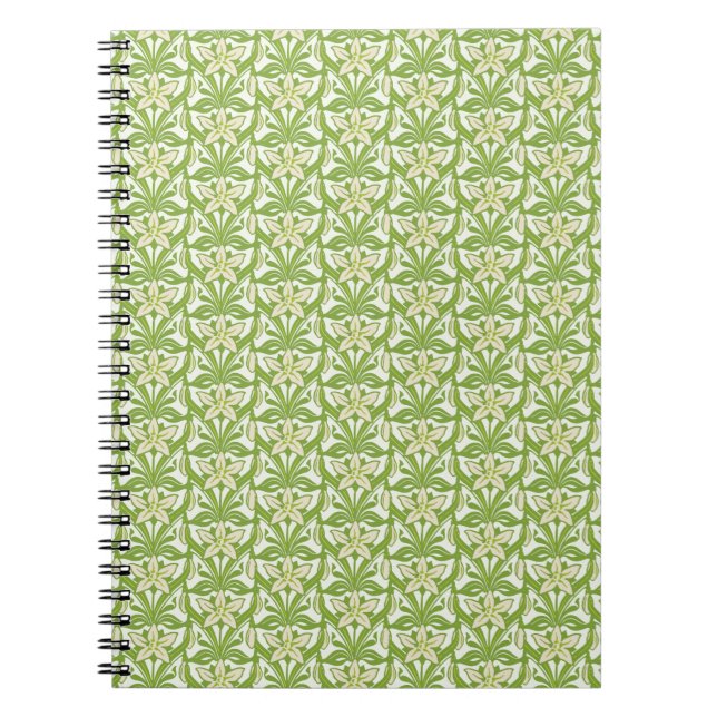Vintage Art Nouveau snowdrop floral wallpaper Notebook (Front)
