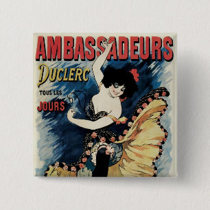 Vintage Art Nouveau, Spanish Flamenco Dancer 15 Cm Square Badge