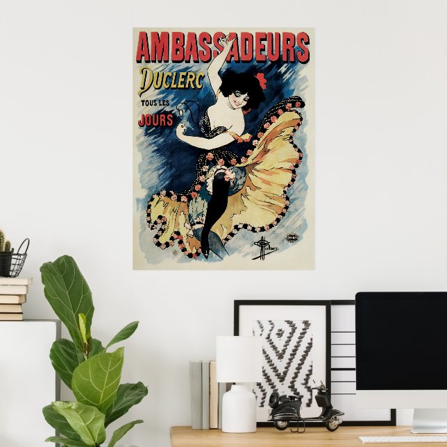 Vintage Art Nouveau, Spanish Flamenco Dancer Poster (Home Office)