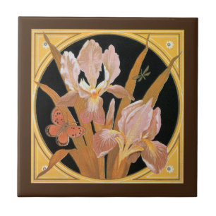 Vintage art nouveau spring leaves tile