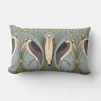 Vintage Art Nouveau Storks Lumbar Cushion