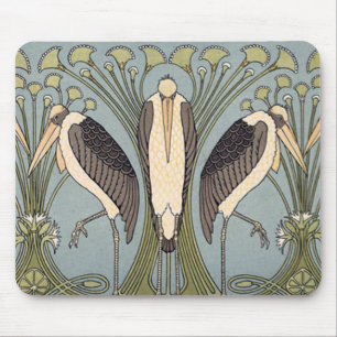 Vintage Art Nouveau Storks Mouse Mat