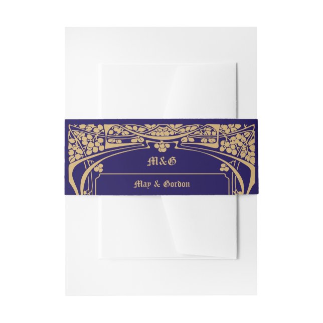 Vintage Art Nouveau Style Wedding Invitation Belly Band (Front Example)