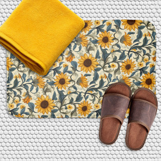 Vintage Art Nouveau Sunflower Pattern Bath Mat