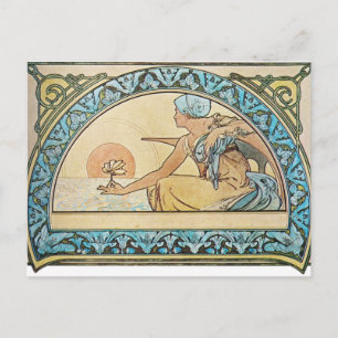 Vintage Art Nouveau sunset Postcard