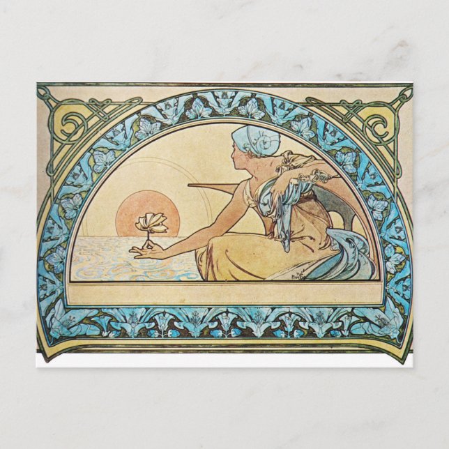 Vintage Art Nouveau sunset Postcard (Front)