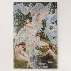 Vintage Art Nouveau Swan Maidens by W. Crane Jigsaw Puzzle