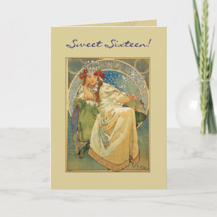 Vintage Art Nouveau Sweet 16 Birthday Card