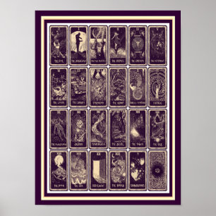 Vintage Art  Nouveau Tarot Card Poster 12 x 16