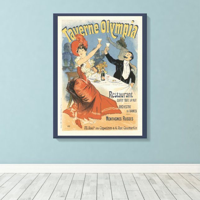 Vintage Art Nouveau, Taverne Olympia Restaurant Canvas Print (Insitu(Wood Floor))